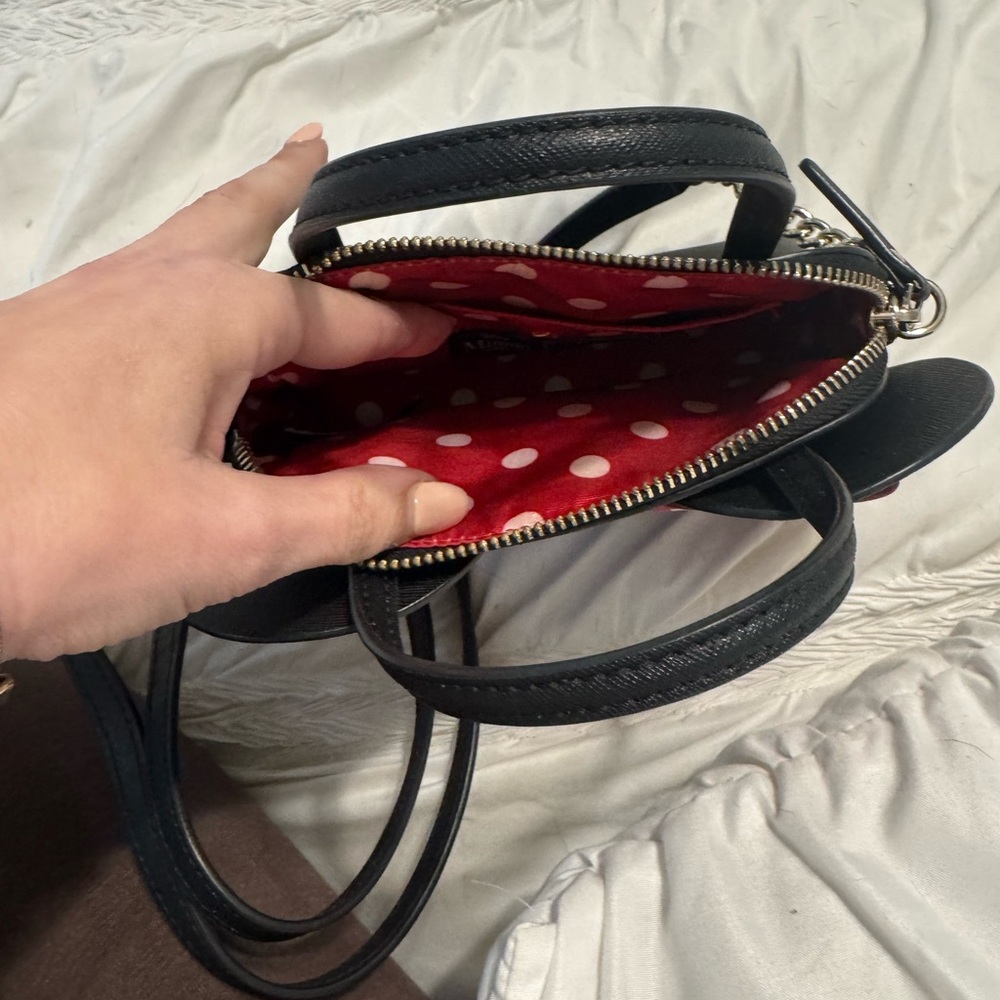 Kate Spade Minnie Mouse Mini Maise Black Bag with Red Polka Dot Bow Bag EUC - Picture 7 of 11